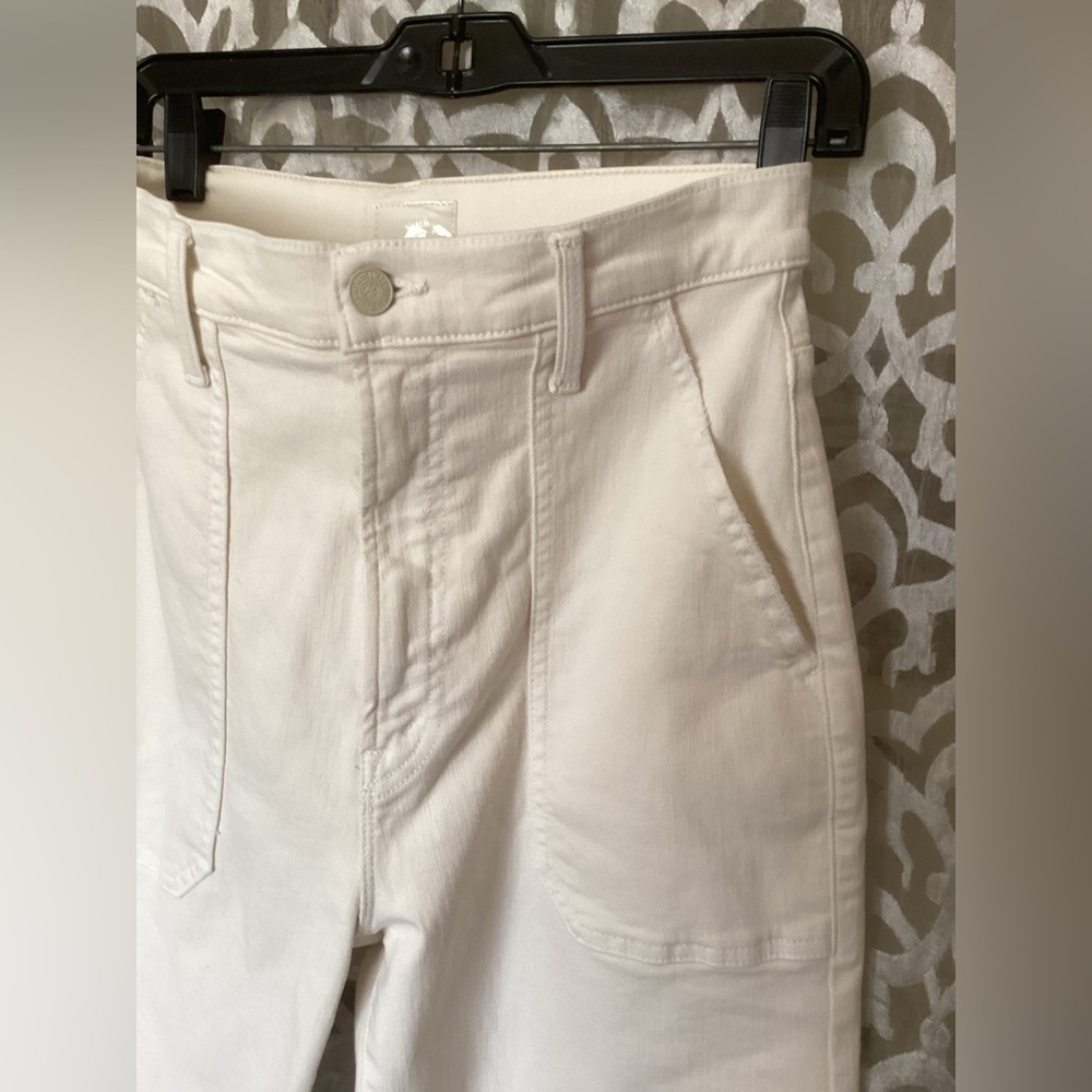 MOTHER Denim The Wrapper Patch Springy Ankle Jeans in Cream Puffs - Sz 28 - Picture 4 of 13